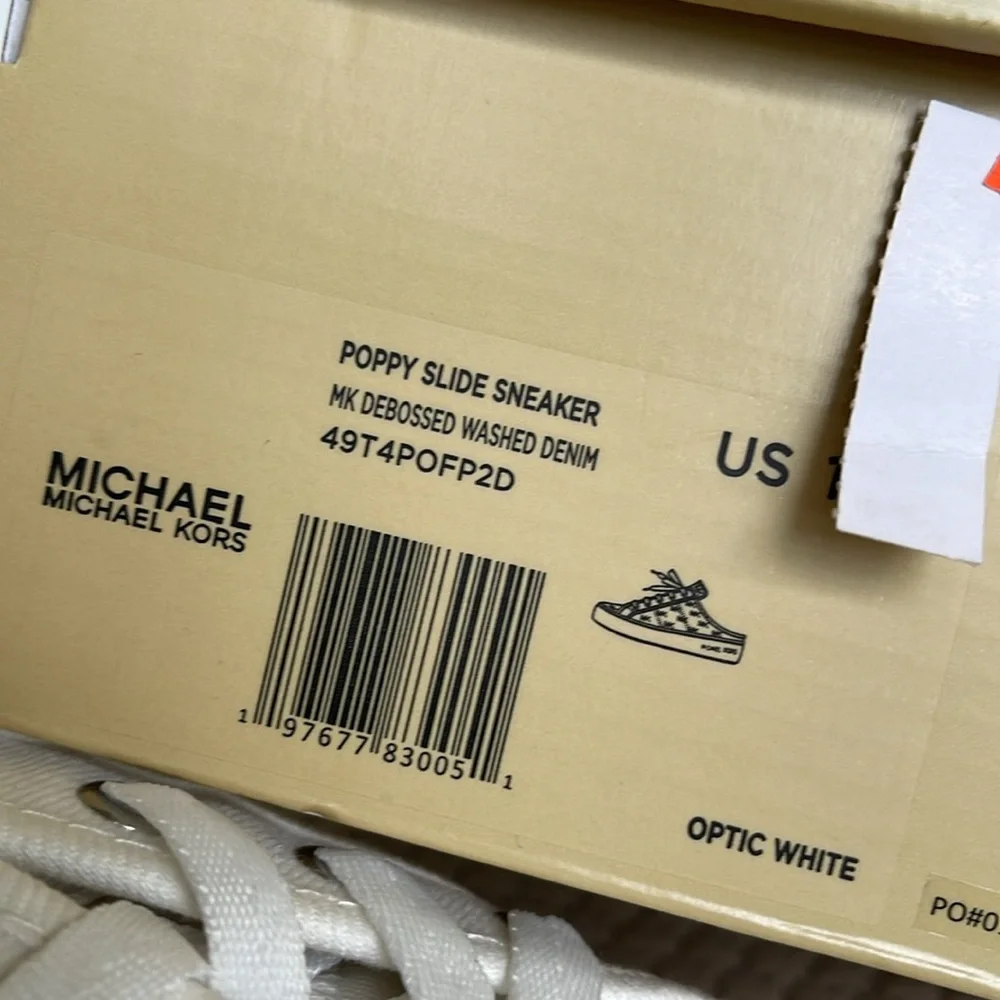 Michael Kors POPPY SLIDE SNEAKERS MK DEBOSSED WASHED DENIM 49T4POFP2D Platforms